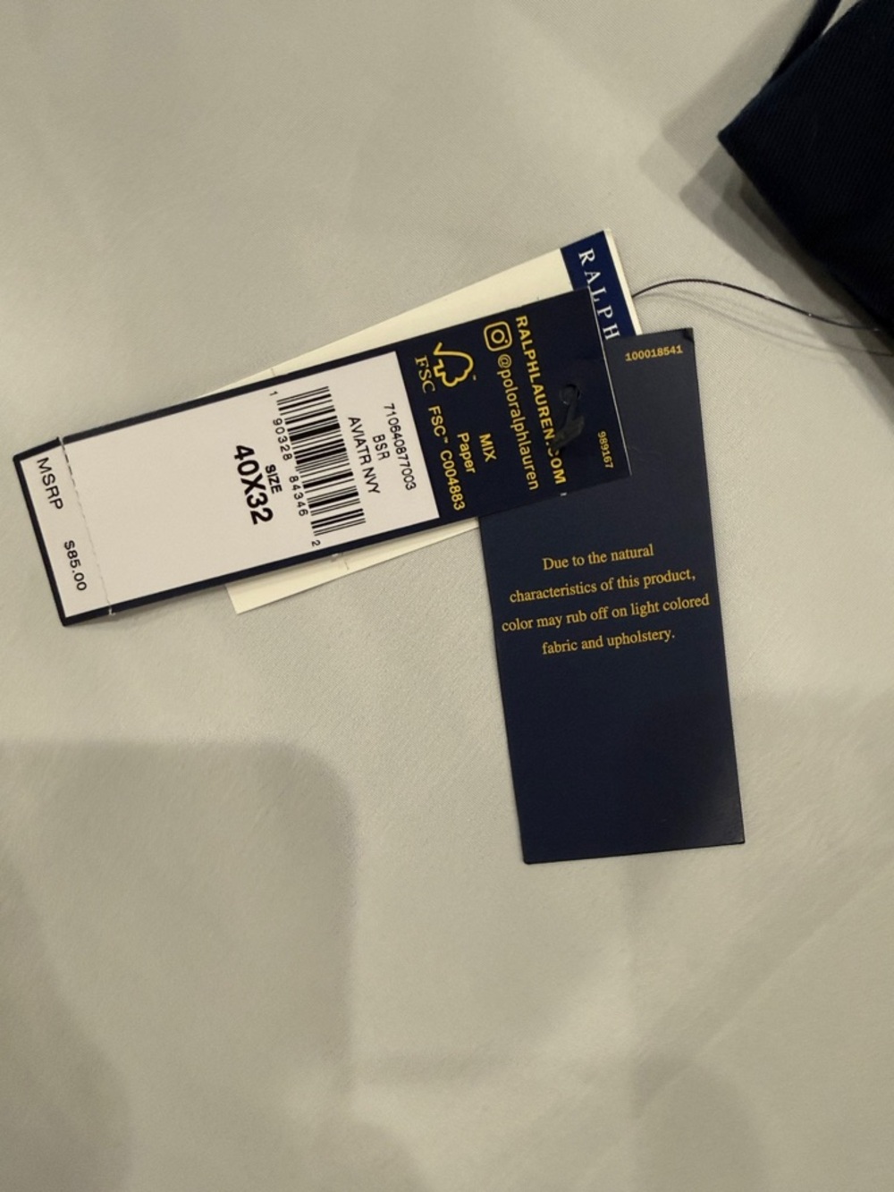 NWT Polo Ralph Lauren Navy Men's Chino Pants - Slim Fit— 40x32 - Picture 3 of 9